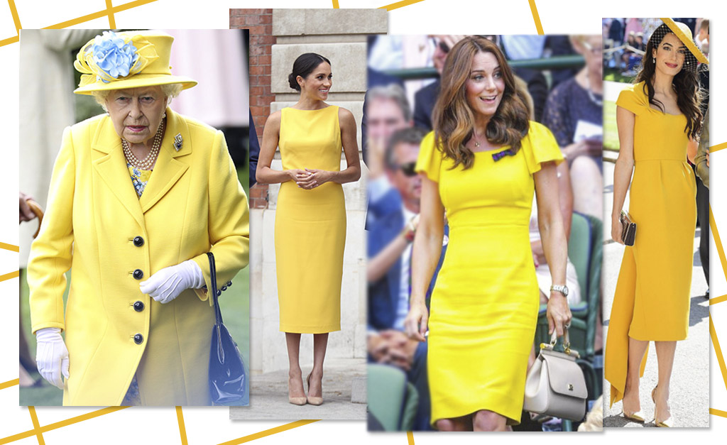 A cor da estação? Meghan, Kate, Amal – e até a Rainha Elizabeth – apostam no amarelo