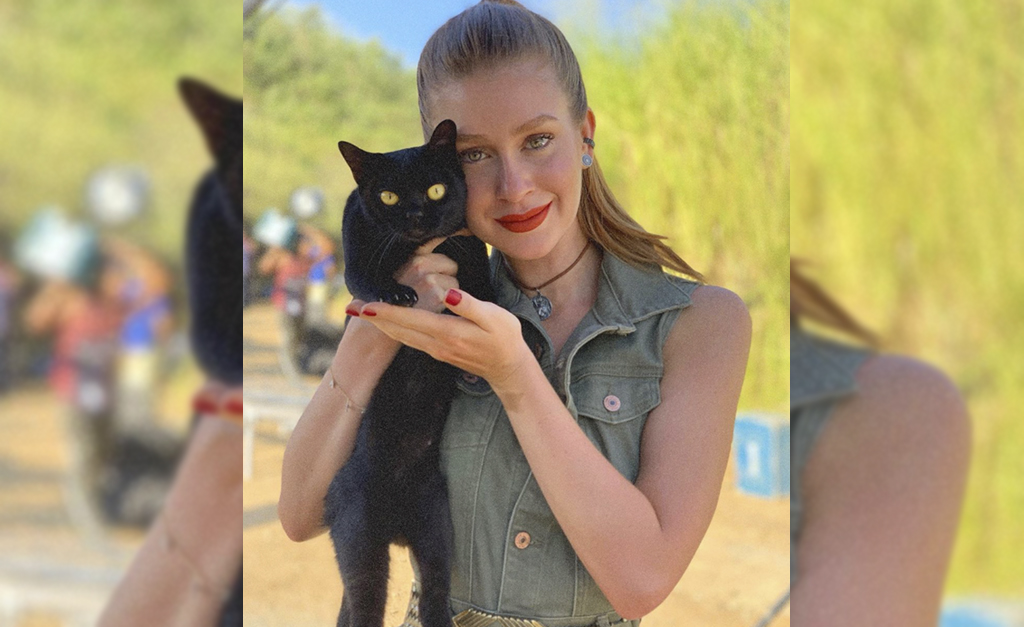 Felino de sorte: Marina Ruy Barbosa fica com um dos gatos recrutados para viver Léon em “O Sétimo Guardião”