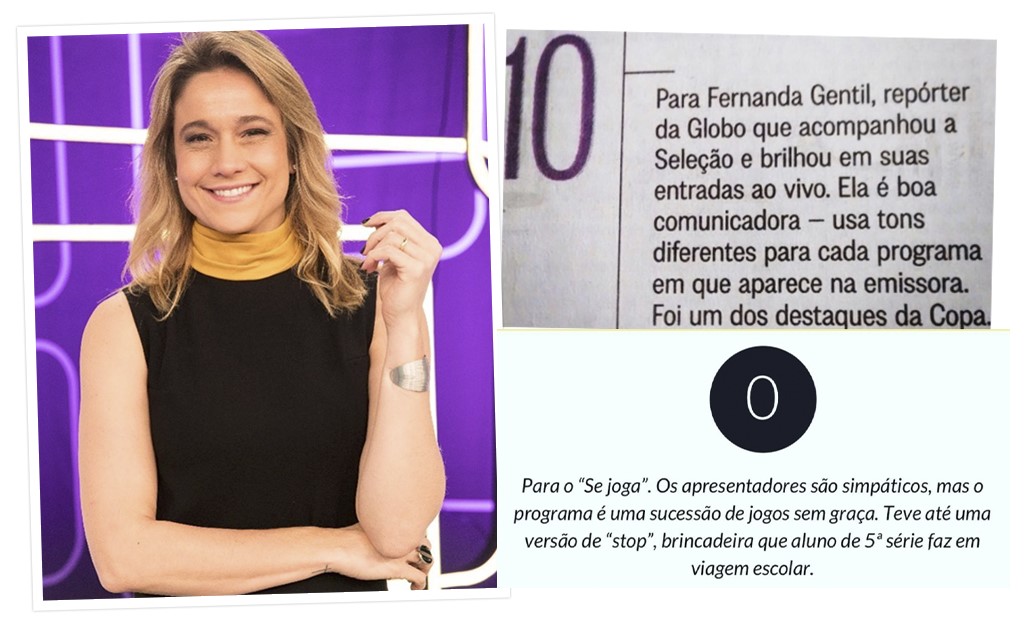 Fernanda Gentil relembra nota 10 que ganhou de colunista para rebater críticas ao “Se Joga”: “Correr atrás pra recuperar”