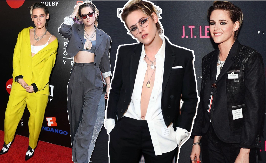 Kristen Stewart é a rainha do estilo ‘boyish’ e seus looks masculinos roubam a cena mundo afora. Vem ver!