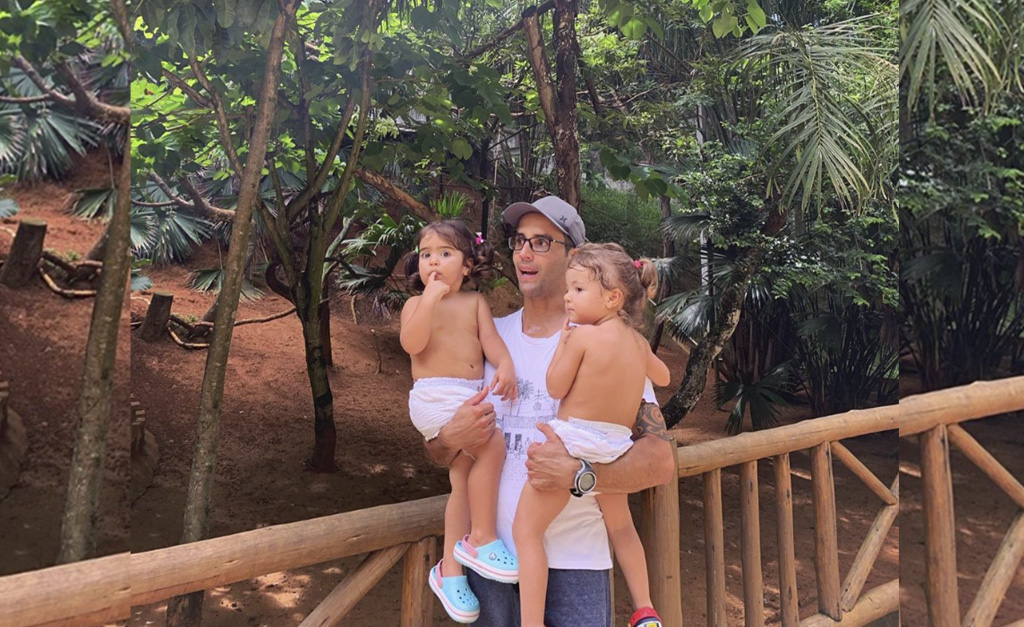 Daniel Cady posta fotos das filhas gêmeas e seguidores não se conformam com o tamanho das meninas: “Haja braço”
