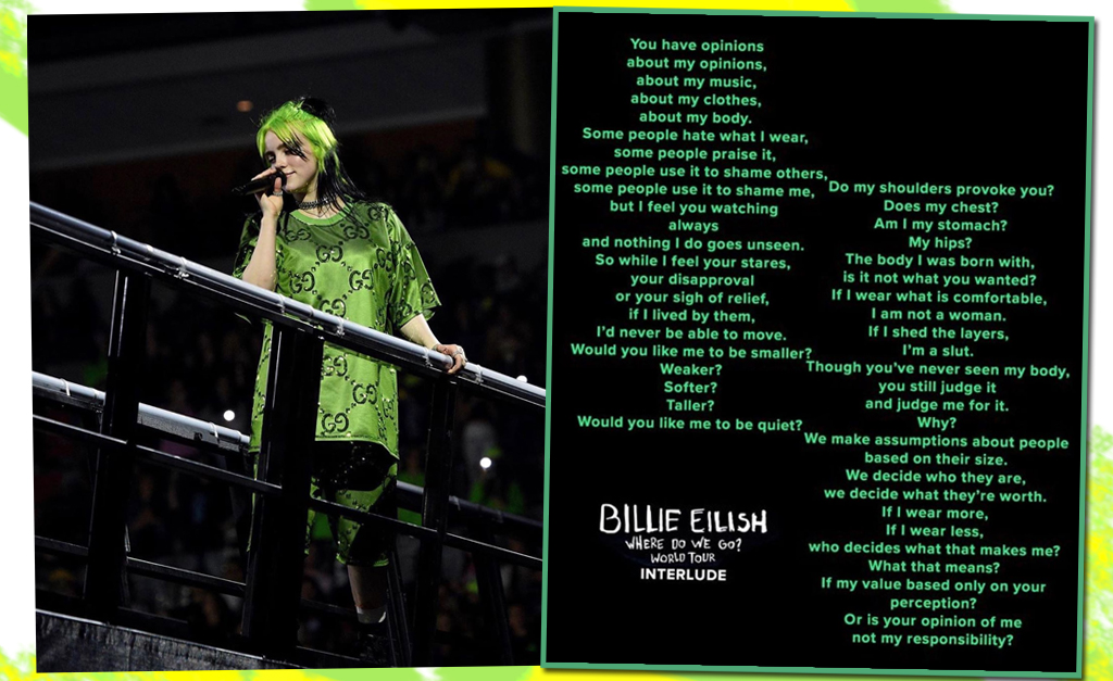 Billie Eilish manda sincerão para público em primeiro show da turnê “Where Do We Go?”: “Eu sou minha barriga? Meus quadris?”