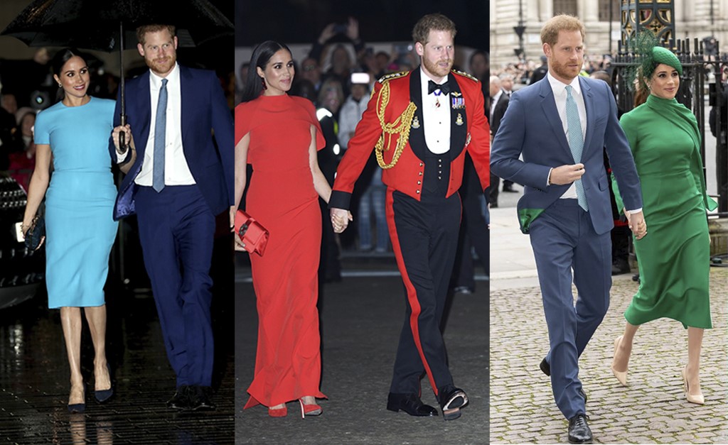 Tchau, realeza! Meghan Markle e Príncipe Harry coordenam looks para mostrar que estão total sintonia