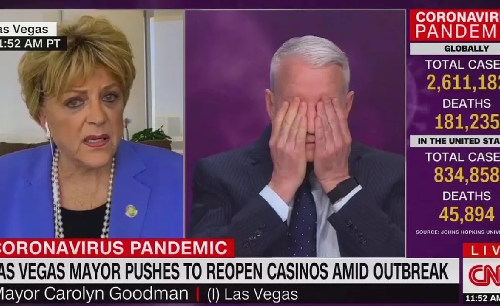 Prefeita de Las Vegas tira Anderson Cooper do sério ao pedir reabertura de cassinos durante entrevista