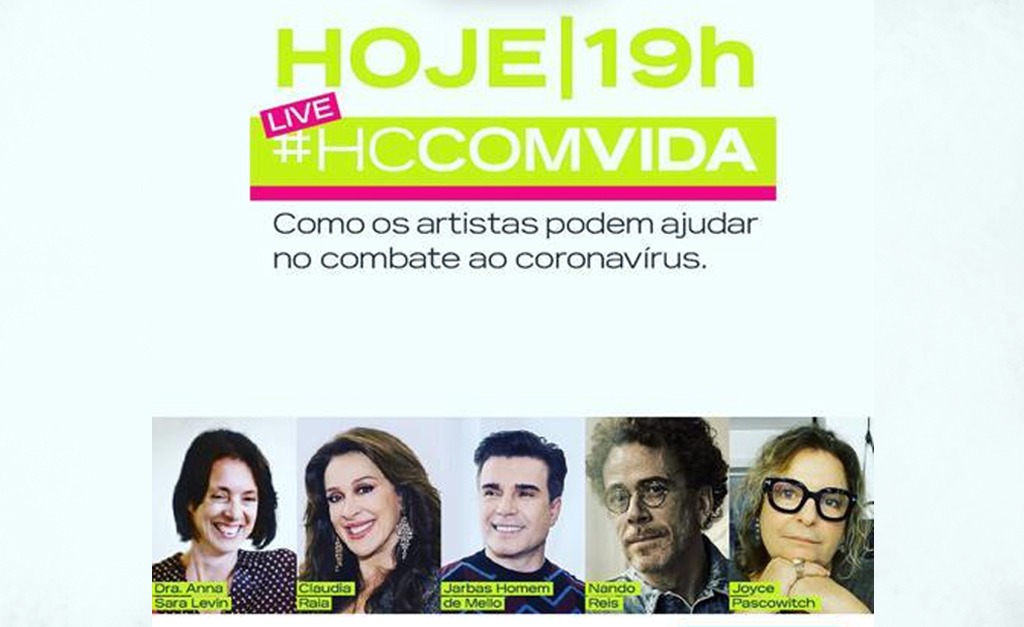 Joyce Pascowitch media ‘live’ armada pelo Hospital das Clínicas com artistas como Claudia Raia e Nando Reis