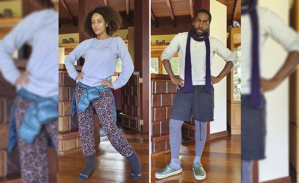 Taís Araujo e Lázaro Ramos retratam fielmente os looks que estamos usando em casa com a chegada do frio