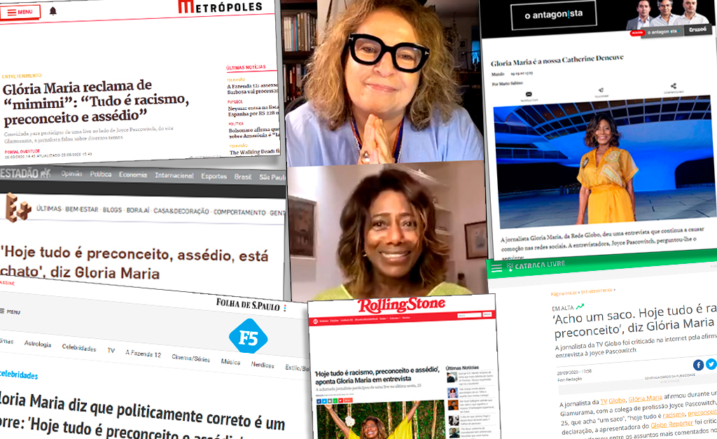 Viralizou! Live de Joyce Pascowitch e Glória Maria ganhou as redes sociais e inúmeros veículos de imprensa