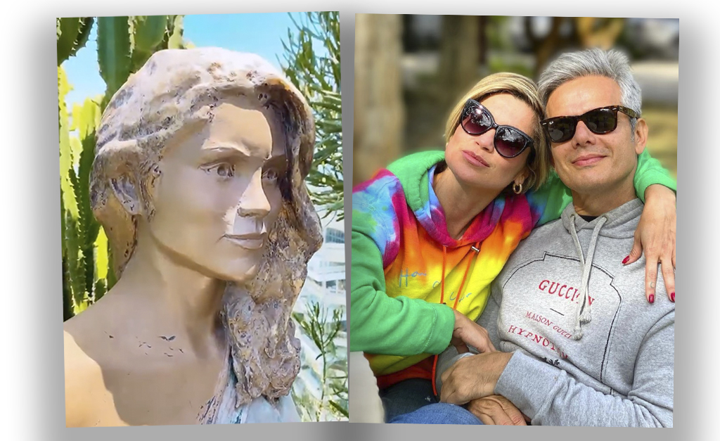 Otaviano Costa mostra jardim de sua casa e estátua em tamanho real da mulher, Flávia Alessandra. Às imagens!