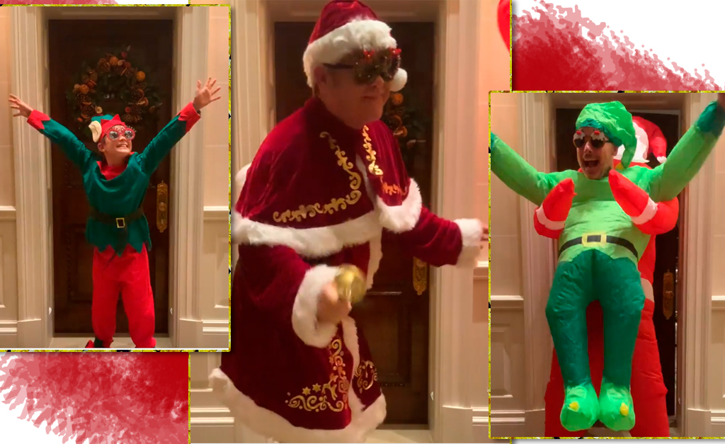 Elton John e família se jogam no Tik Tok com vídeo divertido de Natal… sem sair de casa, como pedem os protocolos