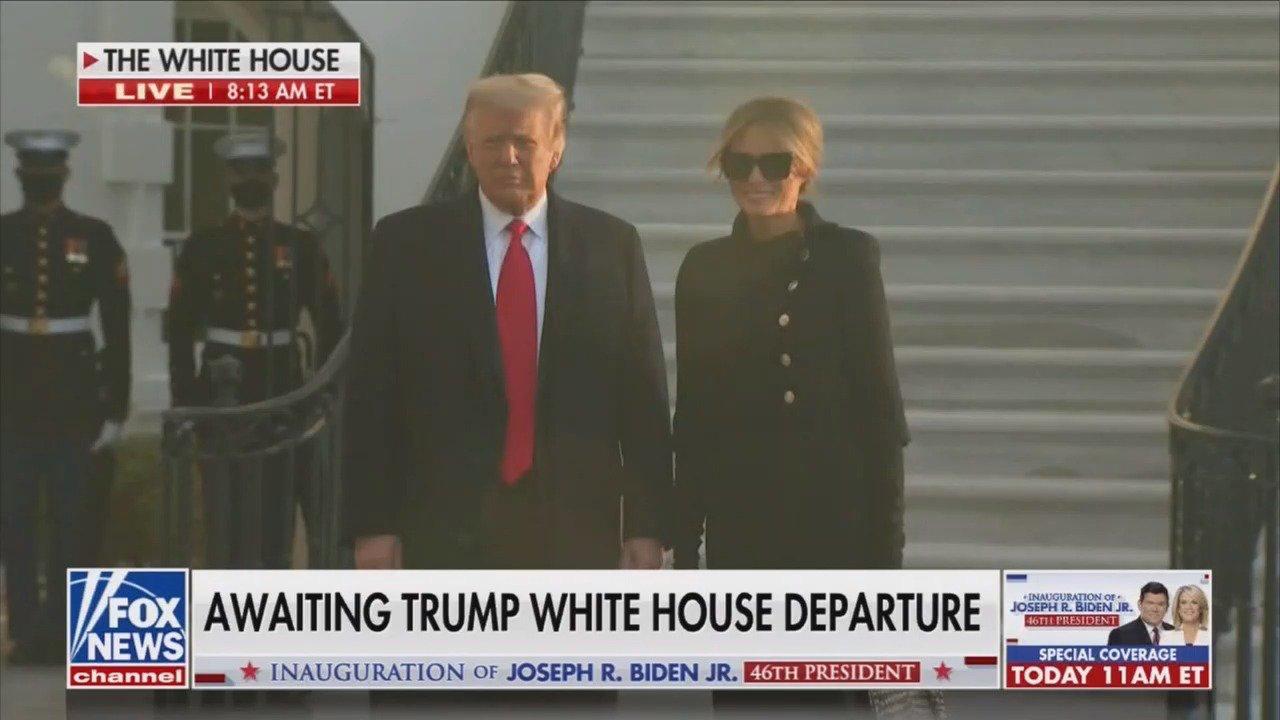 Conhecida por aparecer sempre de cara fechada e mal humorada, Melania Trump deixa Casa Branca sorrindo