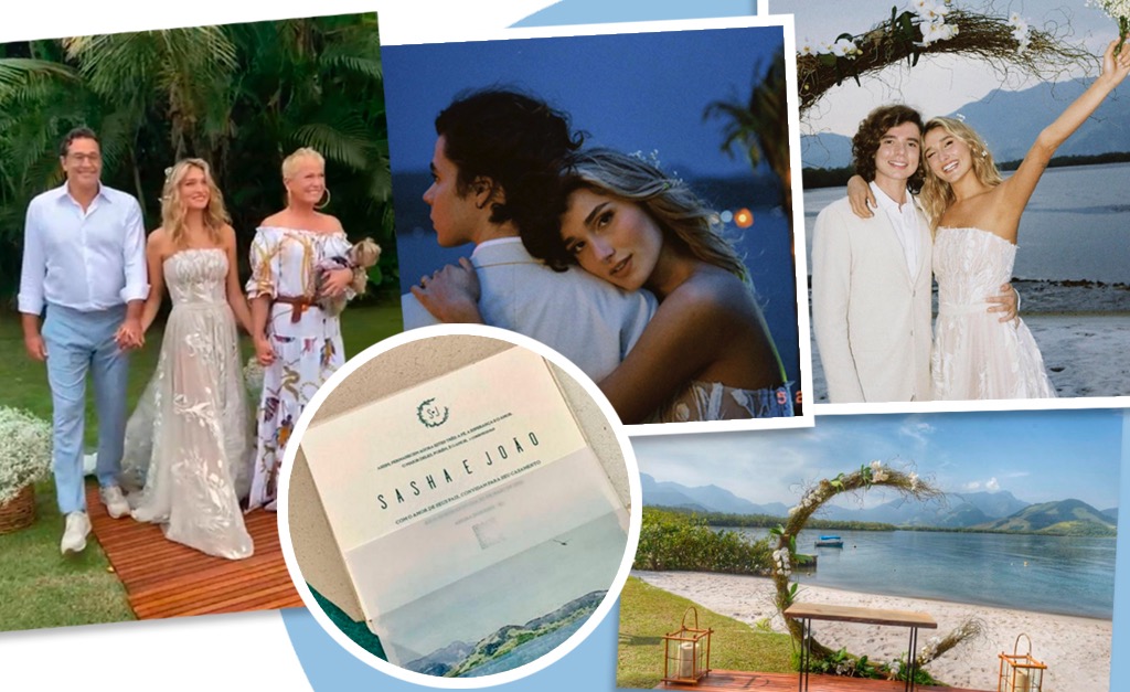 Casamento de Sasha e João Figueiredo foi marcado por buffet vegano, convite de folha de bananeira e Xuxa com seu pet no colo. Aos detalhes!