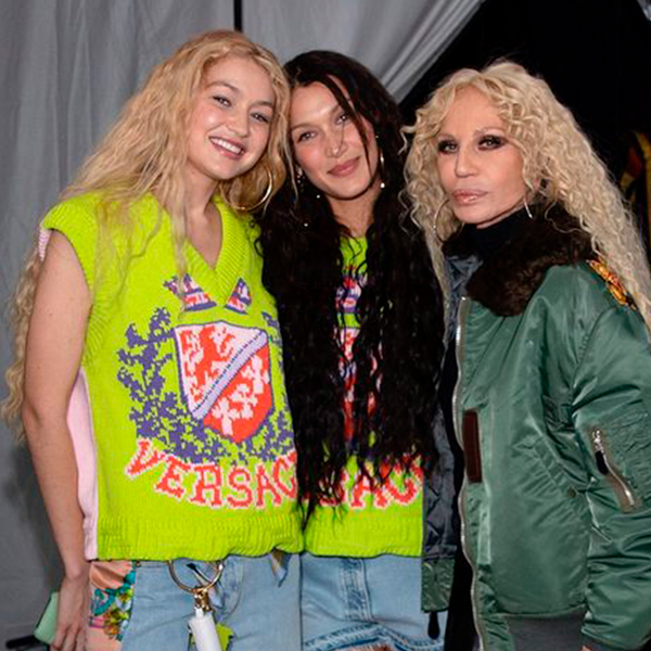 Donatella Versace posa ao lado de Gigi e Bella Hadid em nova campanha de sua maison