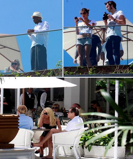 Isabeli Fontana não foi a única que curtiu a manhã de sol, no Rio, neste sábado. Donatella Versace e Mario Testino foram vistos circulando pela piscina do Copacabana Palace.