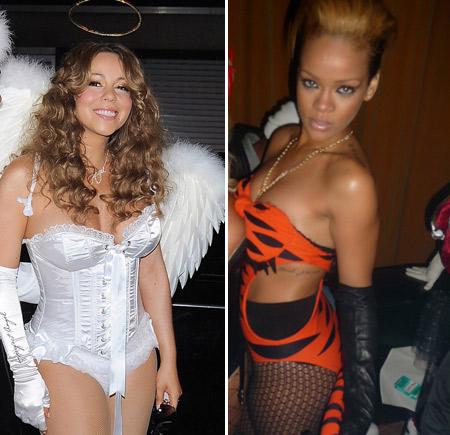 Em pleno baile de Halloween, no sábado, a guerra para ver quem ostentava a melhor fantasia acabou causando certa saia justa para as cantoras Rihanna e Mariah Carey.