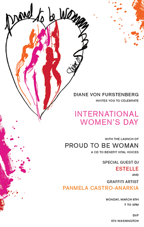 Diane Von Furstenberg, que está prestes a desembarcar por aqui, comemora o Dia Internacional da Mulher em clima de festa.