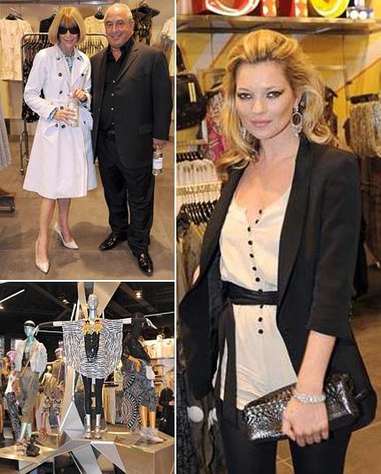 Kate Moss e Anna Wintour se juntam a Philip Green para a abertura da nova loja da Topshop em Londres.