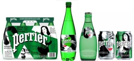 A Perrier acaba de lançar a série limitada “Paparazzi”, com a dançarina Dita Von Teese nas embalagens.