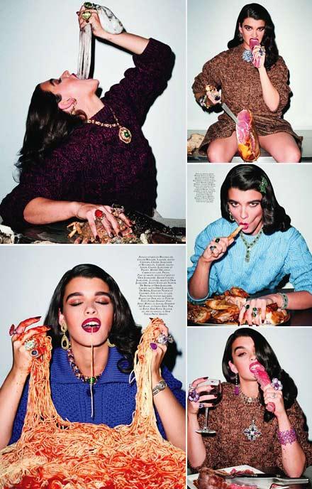 A modelo plus-size Crystal Renn não ficou de fora da edição comemorativa de 90 anos da “Vogue” francesa.